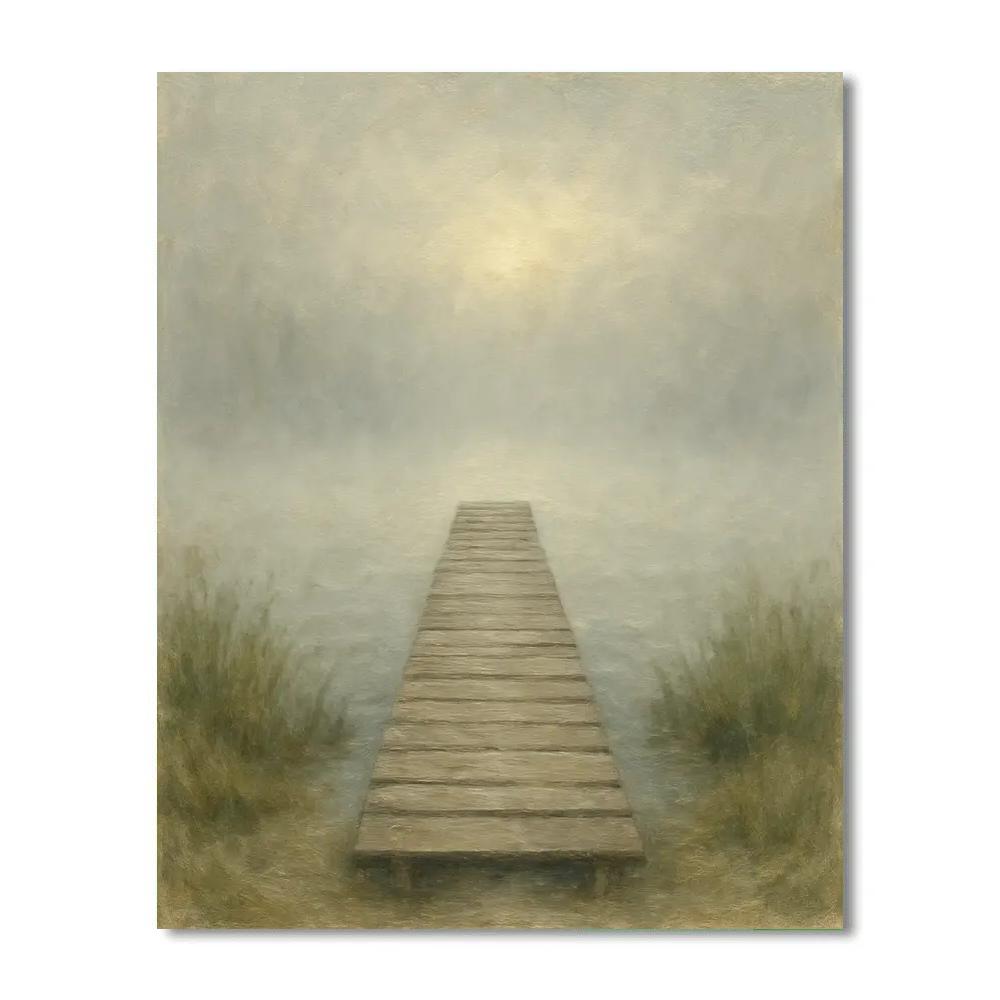 Foggy Morning Dock On Quiet Bay Numbered painting kits