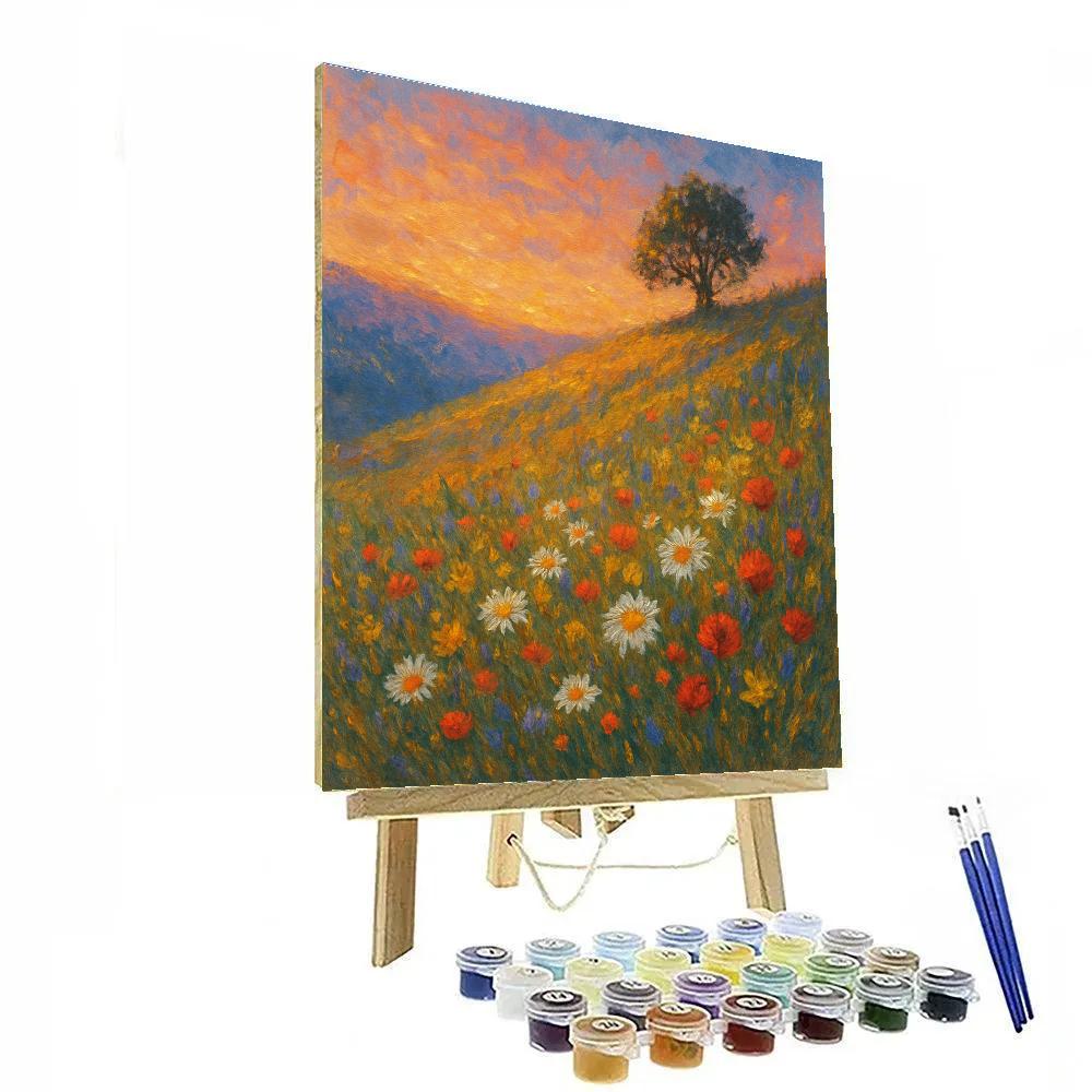 Wildflower Ridge At Evening Glow Painting by numbers kit