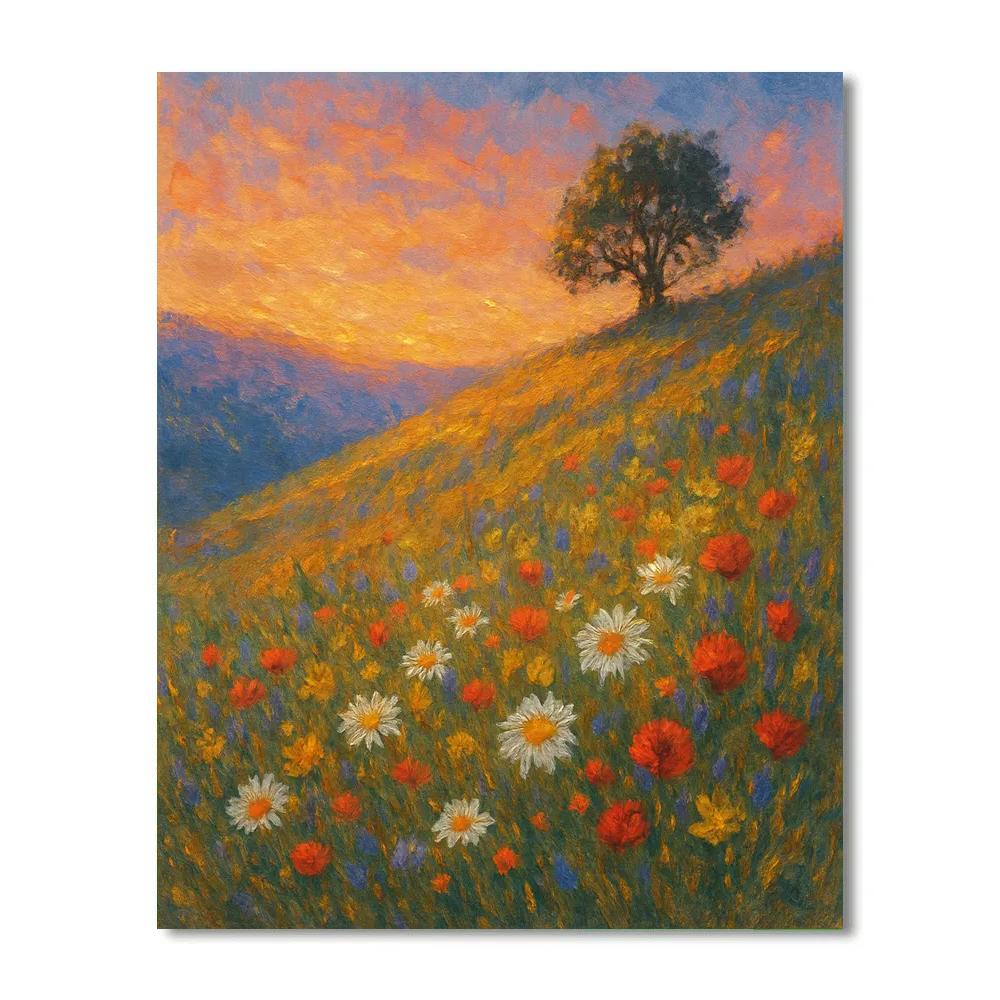 Wildflower Ridge At Evening Glow Painting by numbers kit