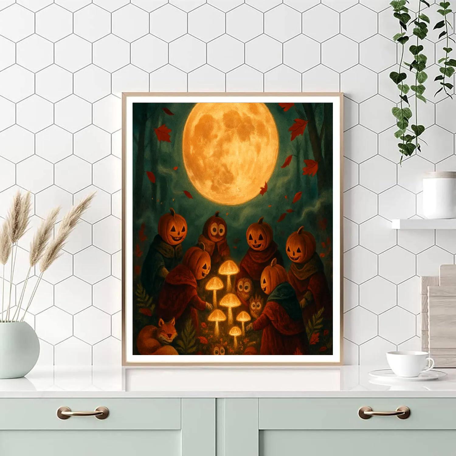 Harvest Moon Mushroom Gathering Numbered painting kits