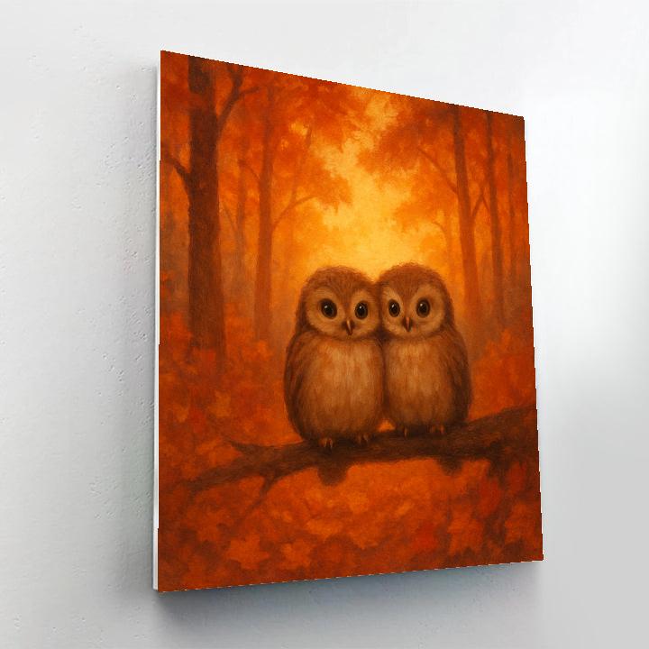 Owls In Ember Forest Clearing Numbered painting kits