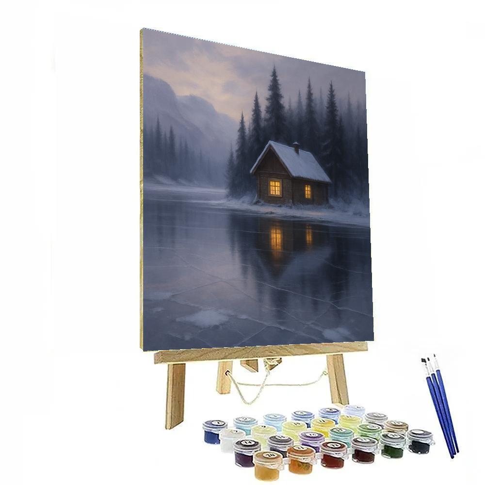 Cabin Reflections On Silver Lake Ice paint by numbers