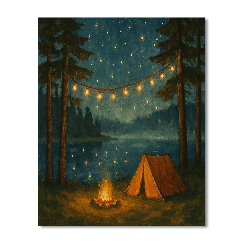 Star Lanterns Over Lakeside Camp DIY paint by numbers