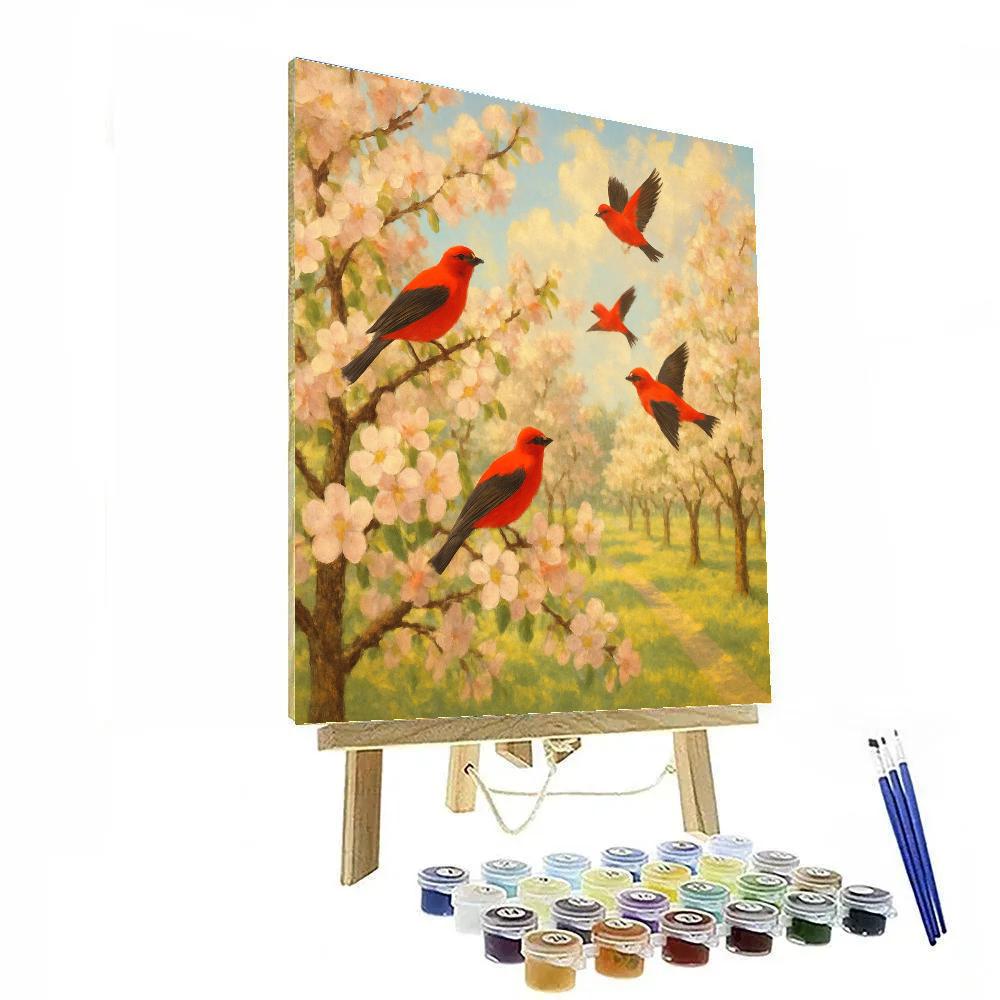 Tanagers In Spring Orchard Bloom Paint by numbers kits