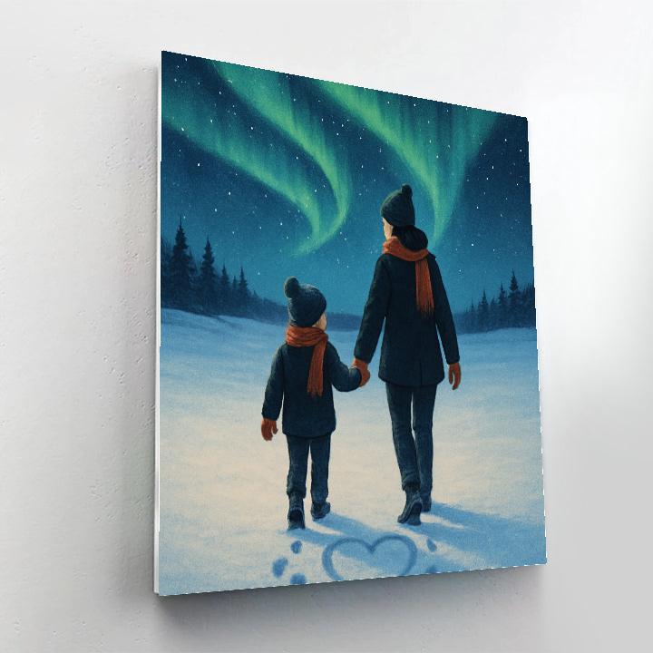 Aurora Snow Walk With Mom Number painting