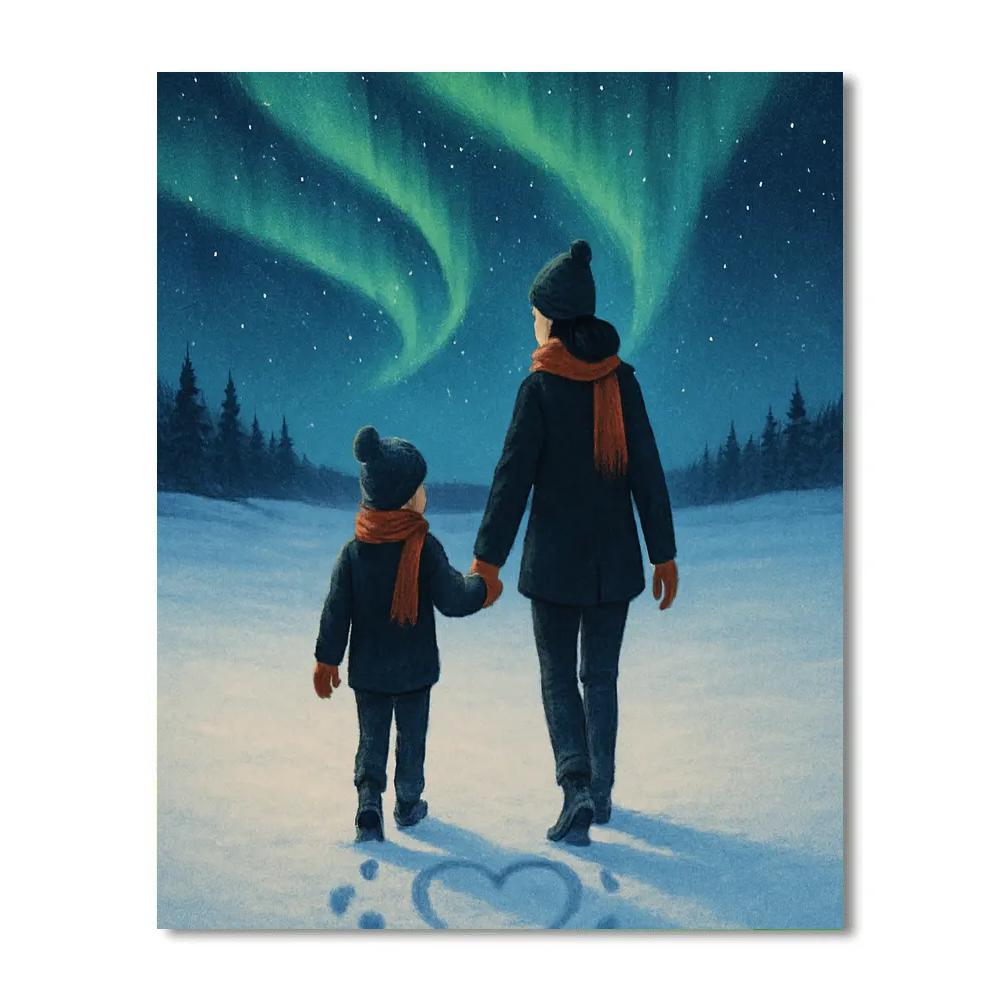 Aurora Snow Walk With Mom Number painting