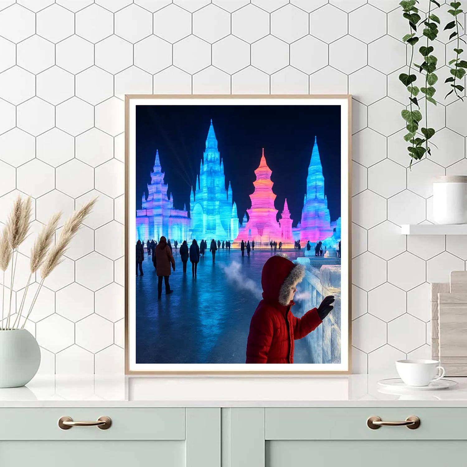 Harbin Ice And Snow Festival Night Sculptures Painting by numbers kit