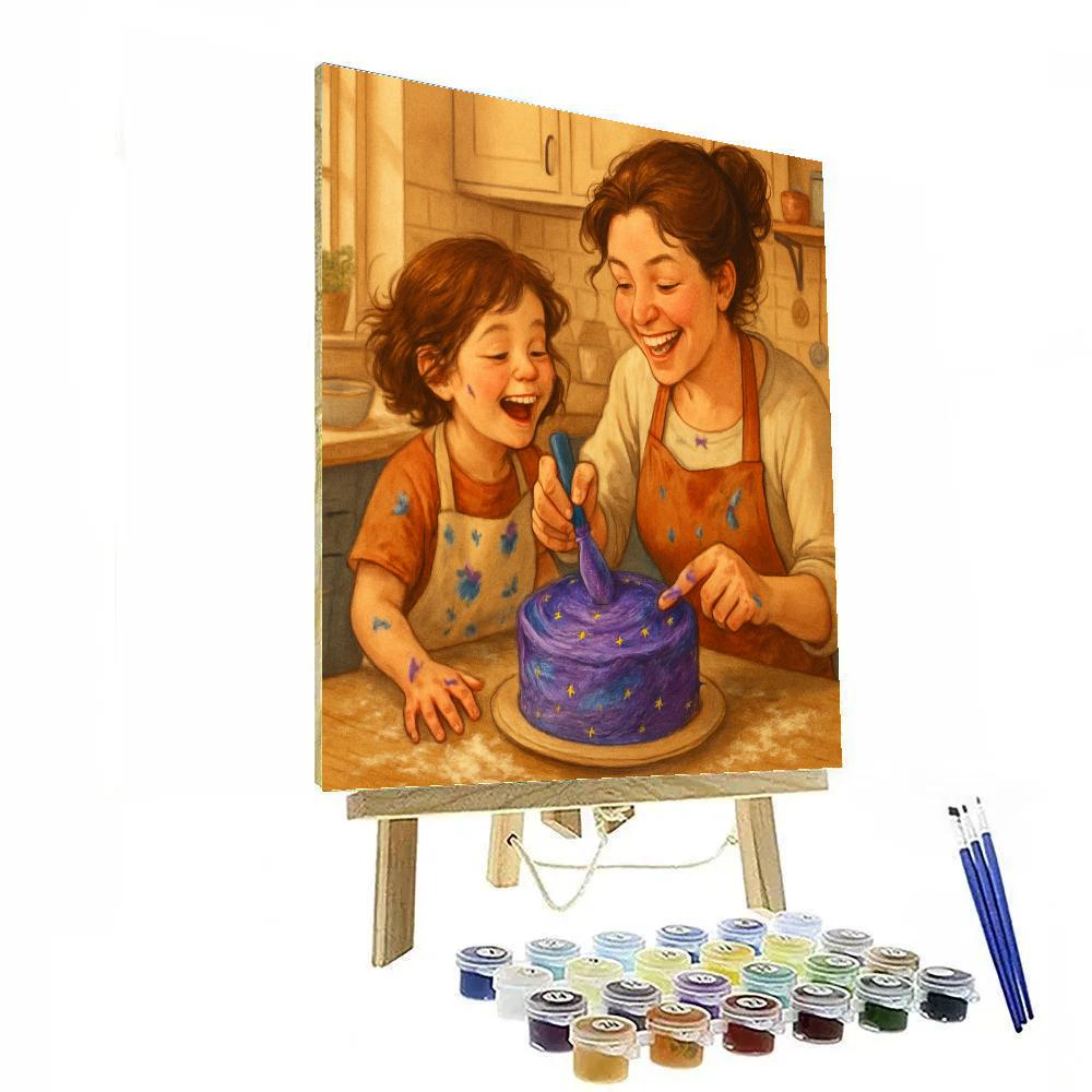 Galaxy Cake Baking With Mom Number painting