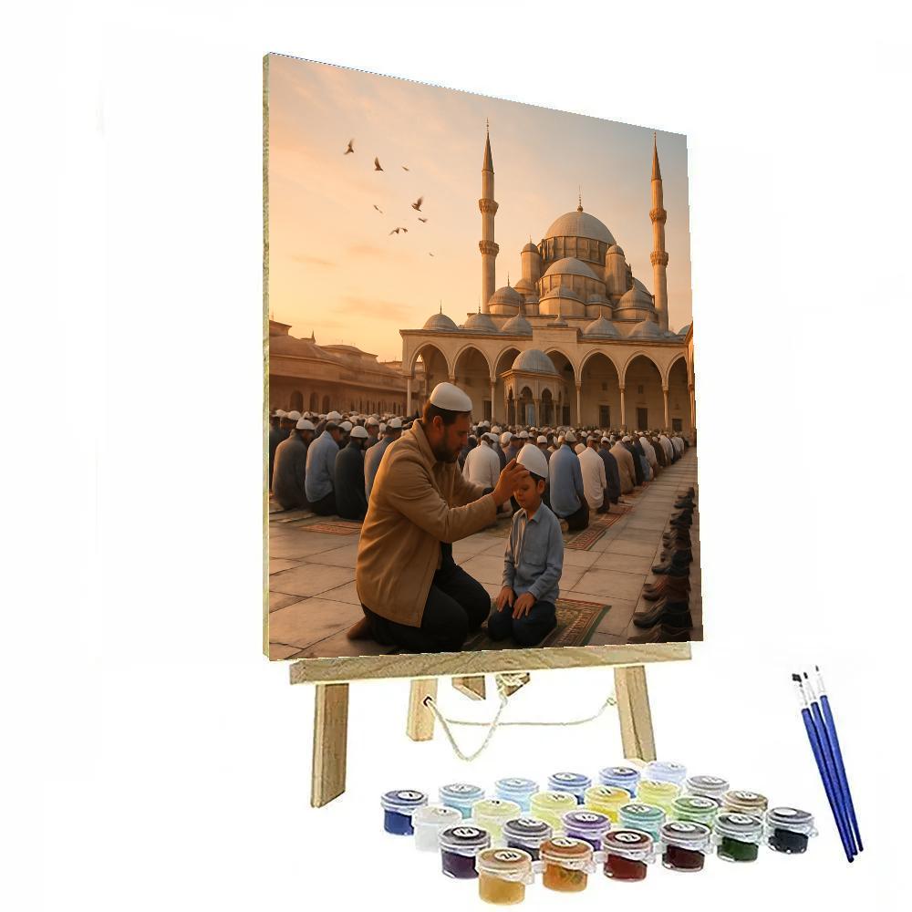 Eid Al Fitr Morning Prayer In Istanbul Courtyard Paint by numbers kits