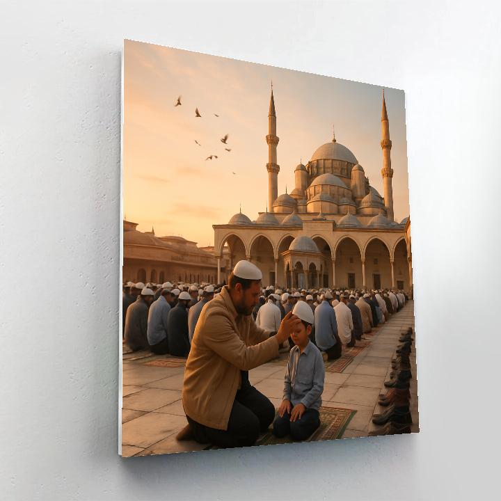 Eid Al Fitr Morning Prayer In Istanbul Courtyard Paint by numbers kits