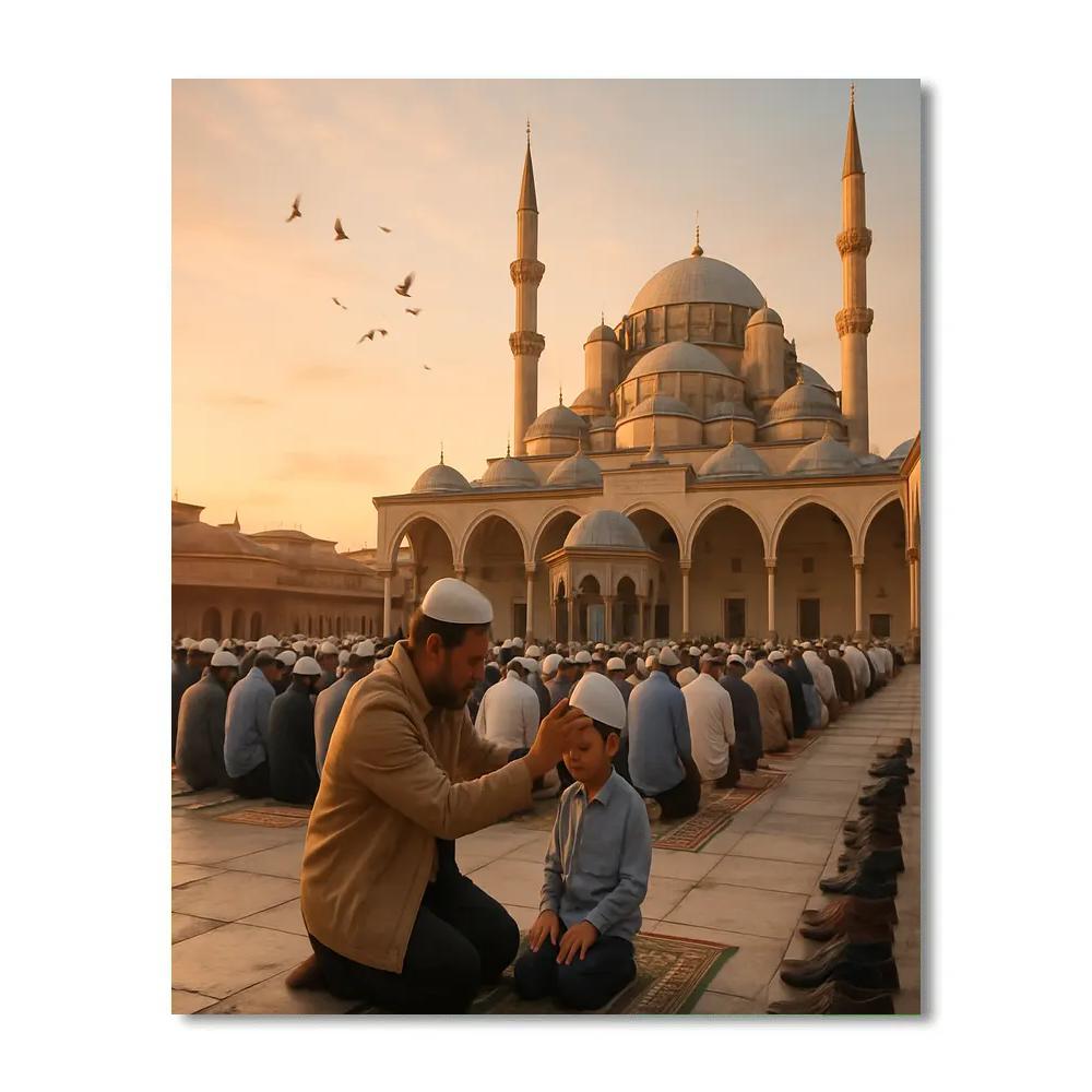 Eid Al Fitr Morning Prayer In Istanbul Courtyard Paint by numbers kits