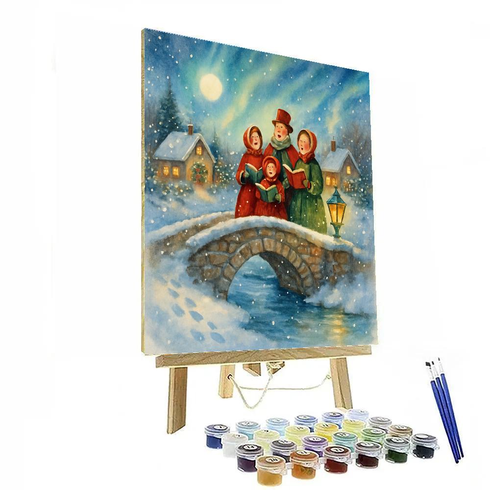 Starlit Carolers On The Bridge paint by numbers
