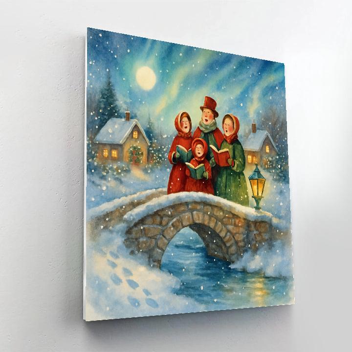 Starlit Carolers On The Bridge paint by numbers