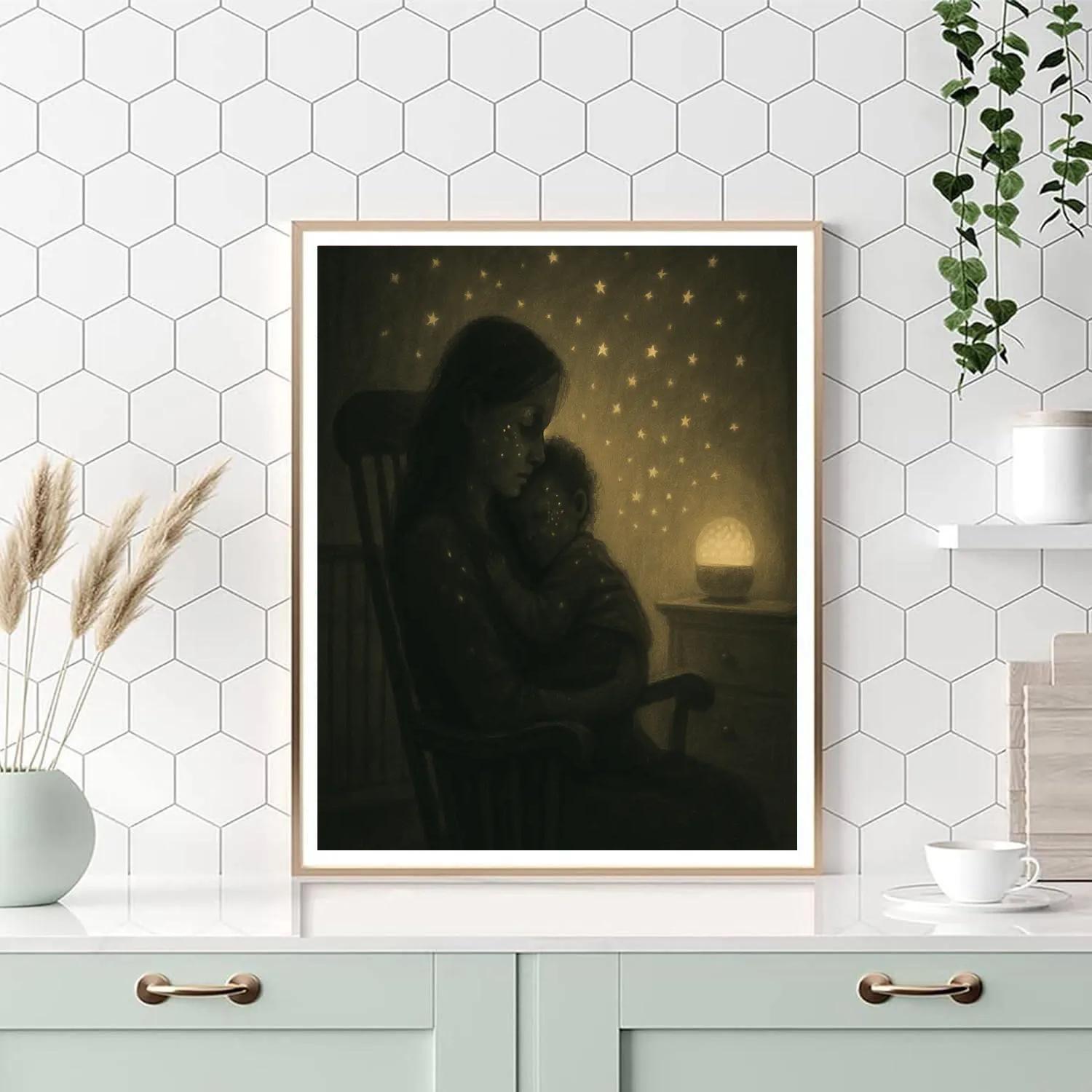 Nightlight Galaxy In Moms Arms Paint by numbers kits