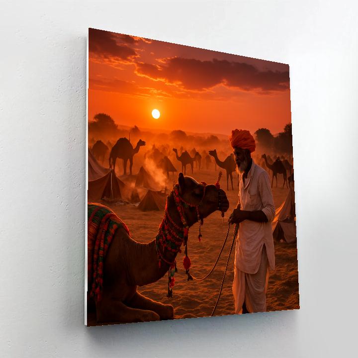 Pushkar Camel Fair Sunset At The Dunes paint by color