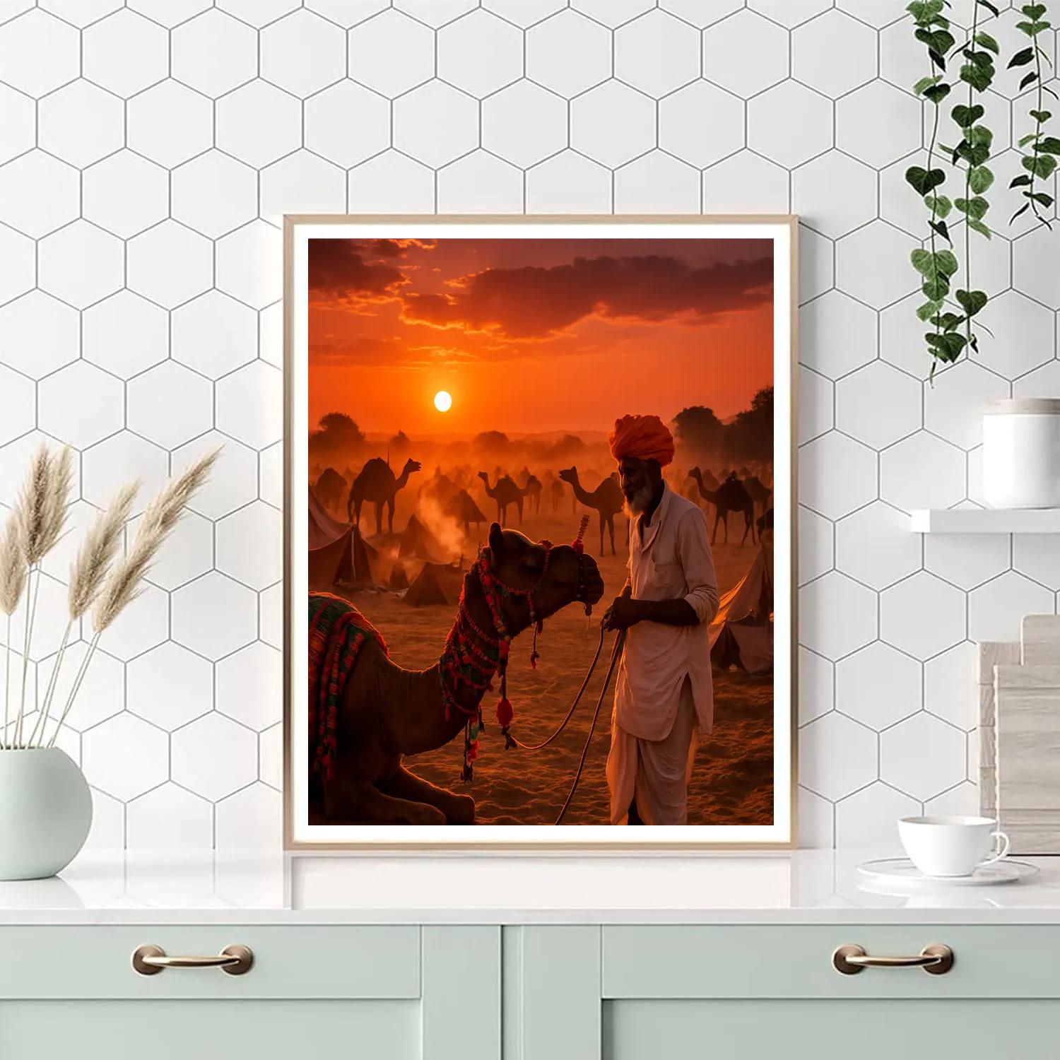 Pushkar Camel Fair Sunset At The Dunes paint by color