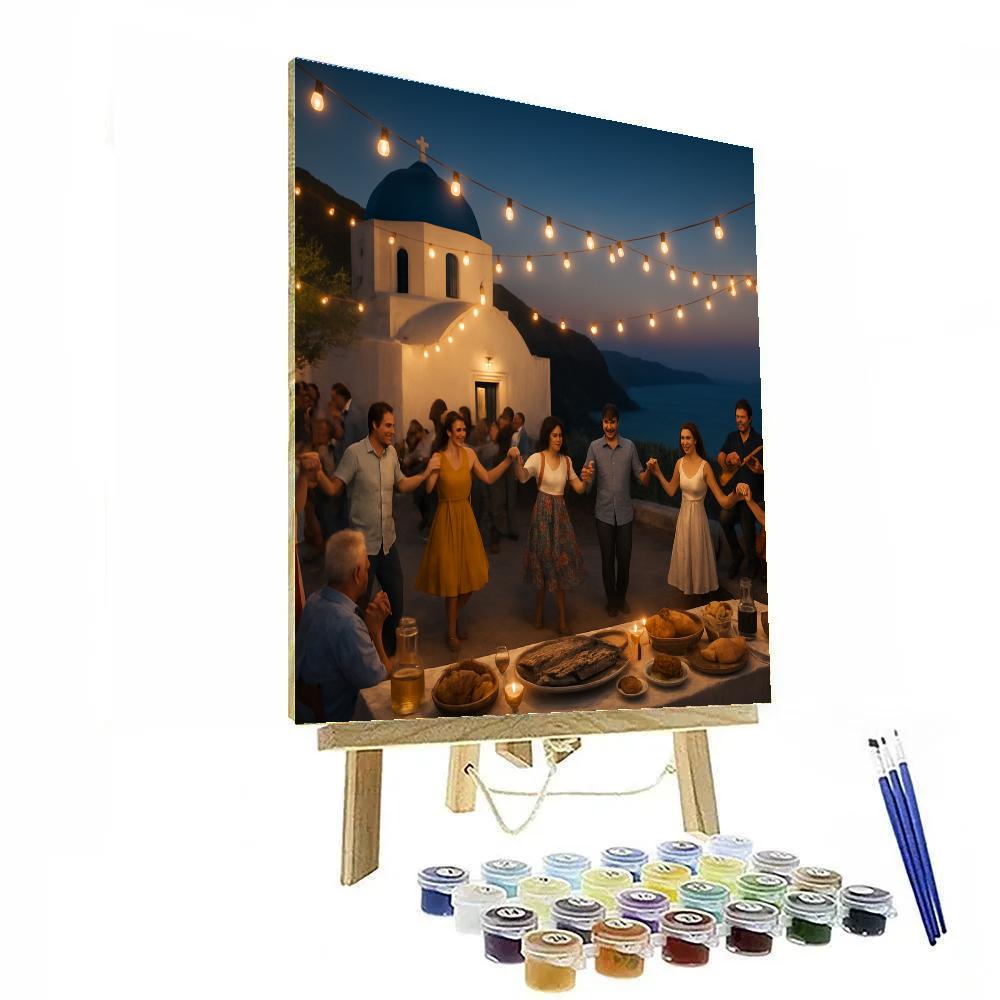 Santorini Panigiri Island Church Festival Number painting