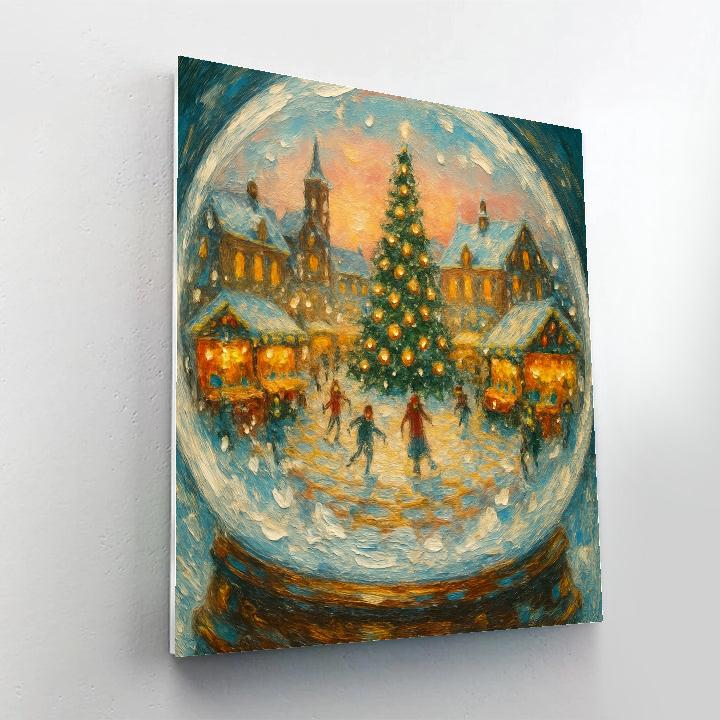 Snow Globe Town Square Morning DIY paint by numbers
