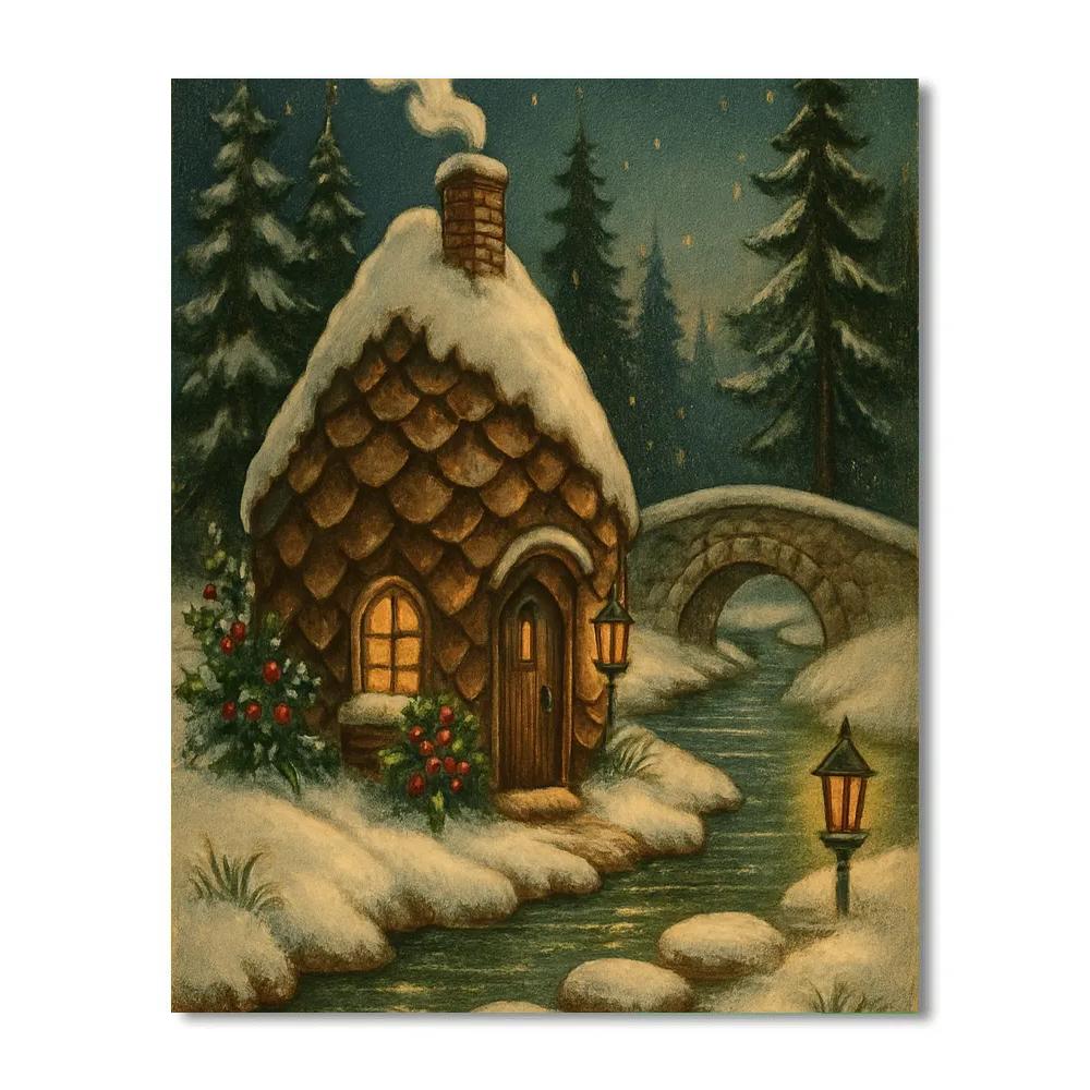 Pinecone Cottage By The Stream Paint by numbers kits