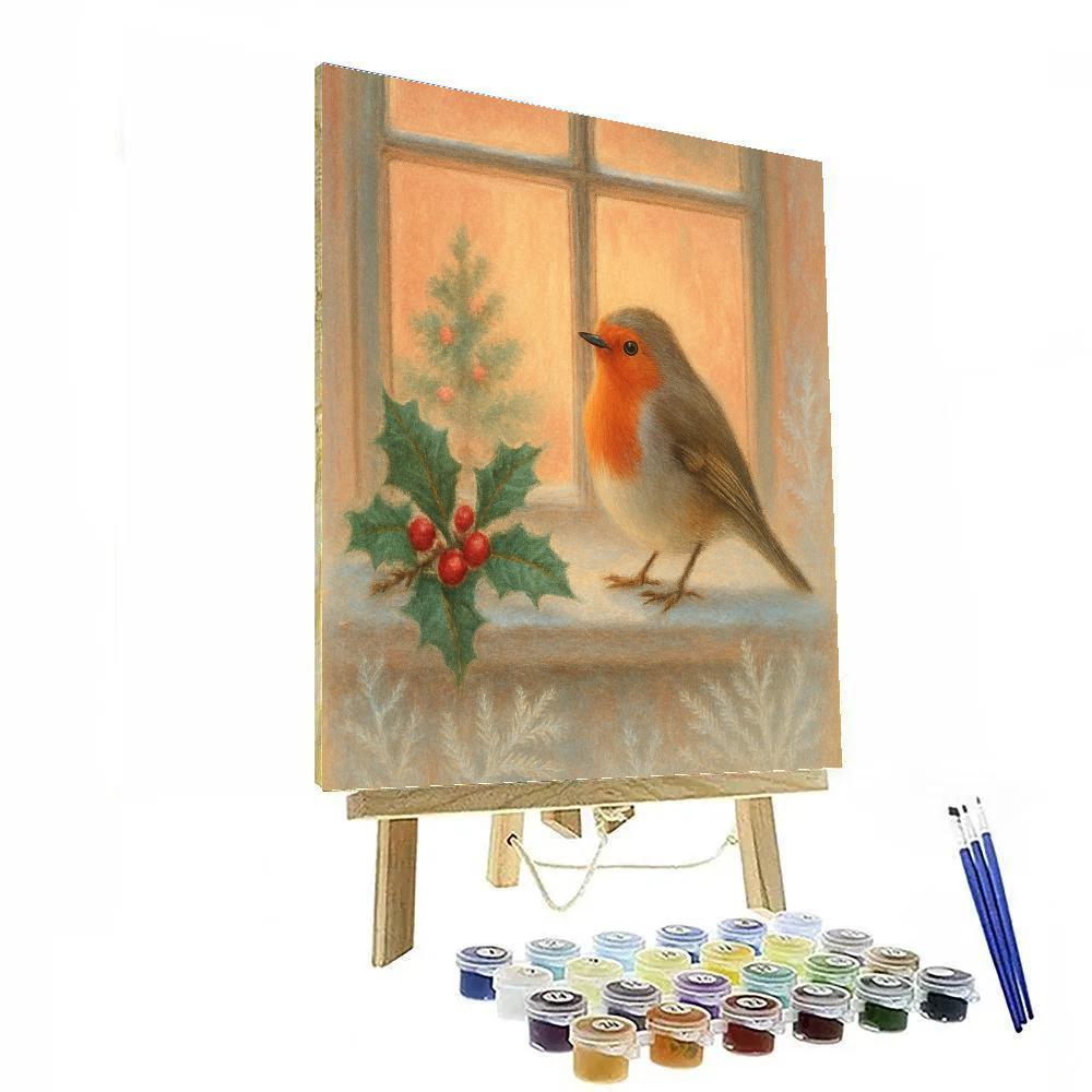 Robin At The Window Ledge DIY paint by numbers