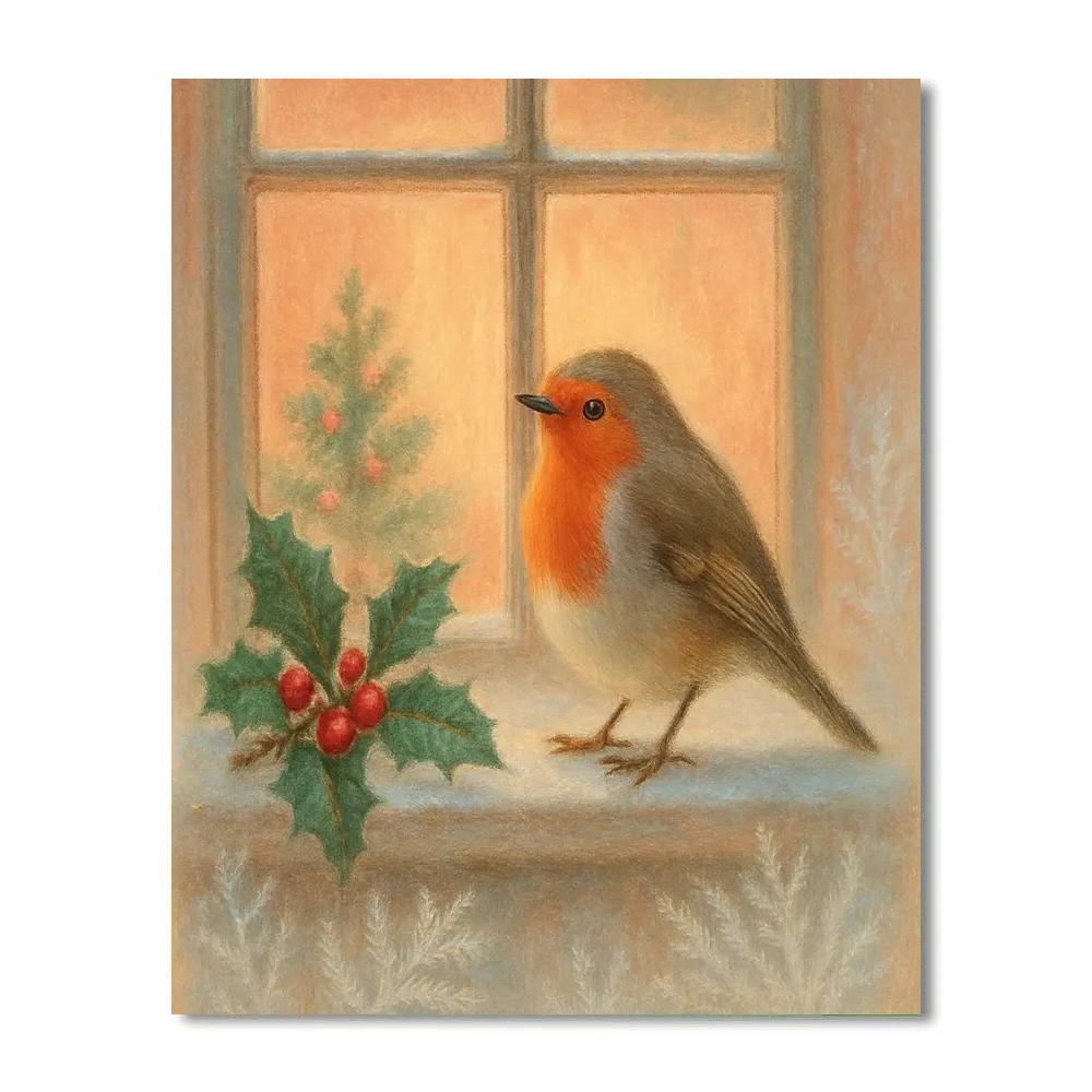 Robin At The Window Ledge DIY paint by numbers
