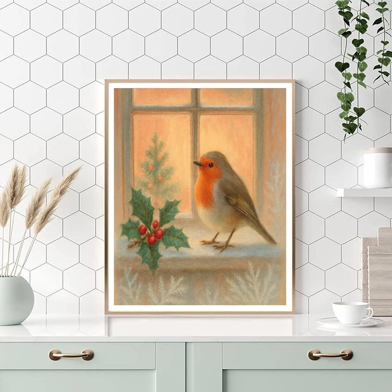 Robin At The Window Ledge DIY paint by numbers