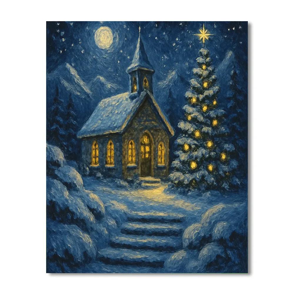 Mountain Chapel Star Night Paint by numbers kits