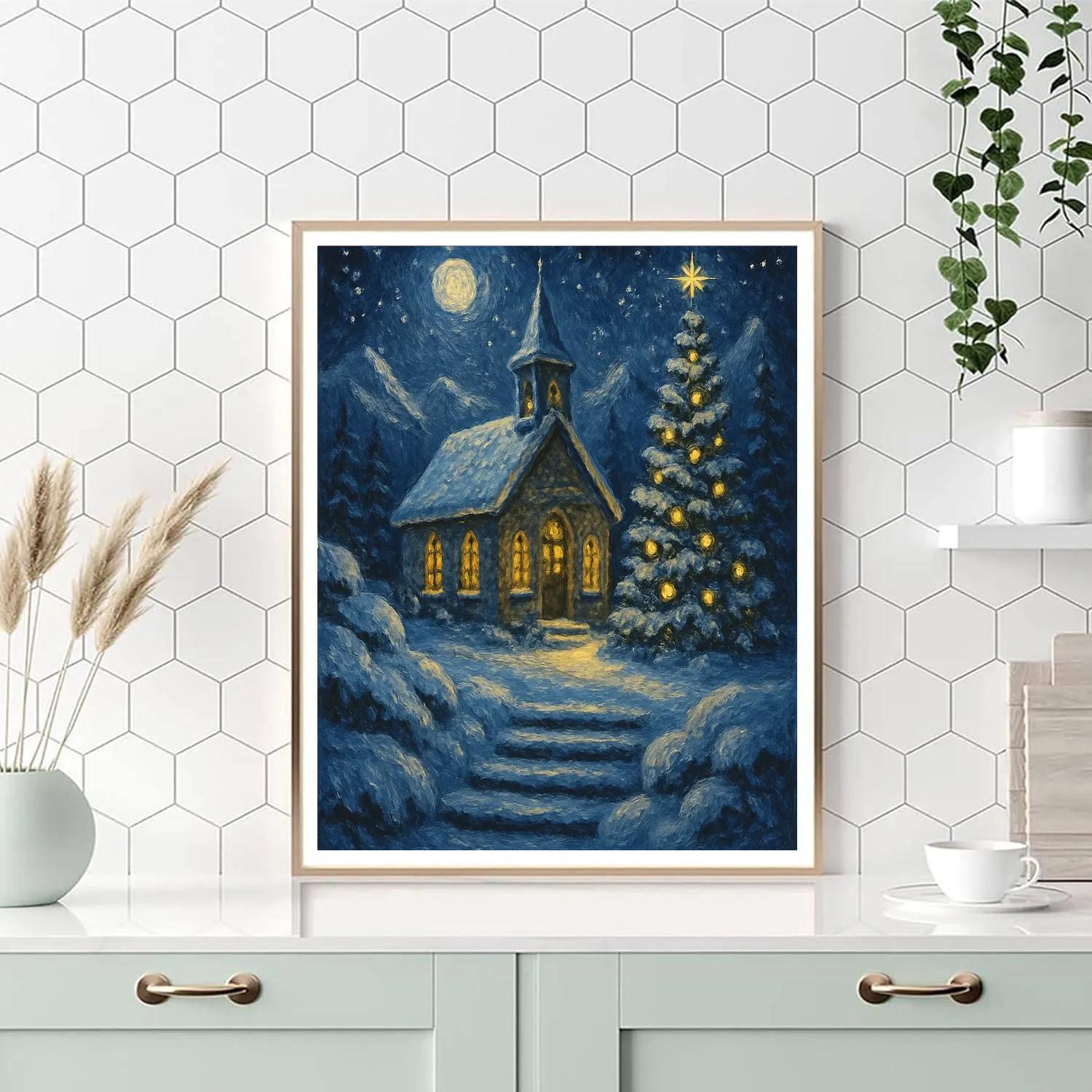 Mountain Chapel Star Night Paint by numbers kits