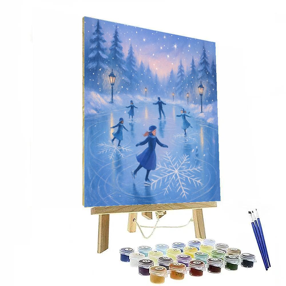 Snowflake Skaters On Crystal Pond Paint by numbers kits