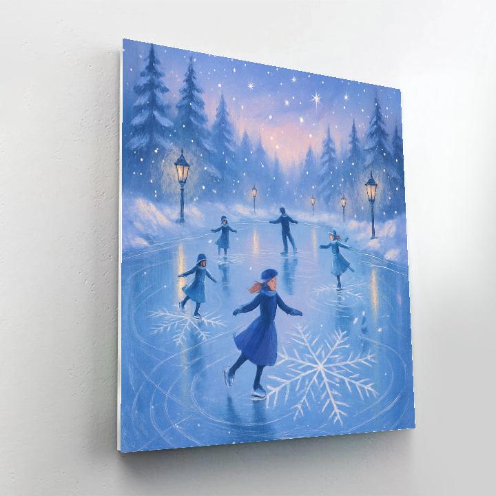Snowflake Skaters On Crystal Pond Paint by numbers kits