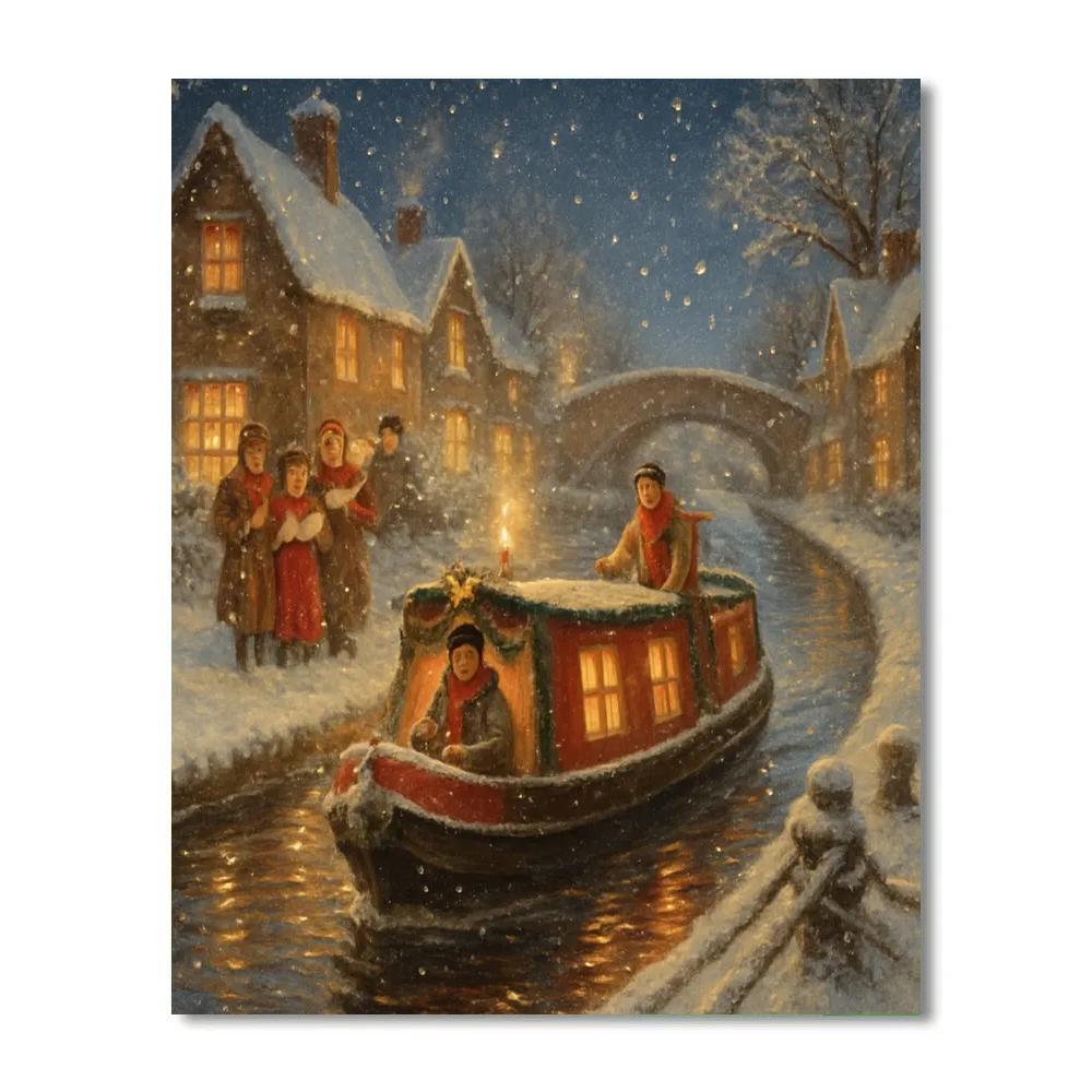Carolers On The Canal Boat painting number kit