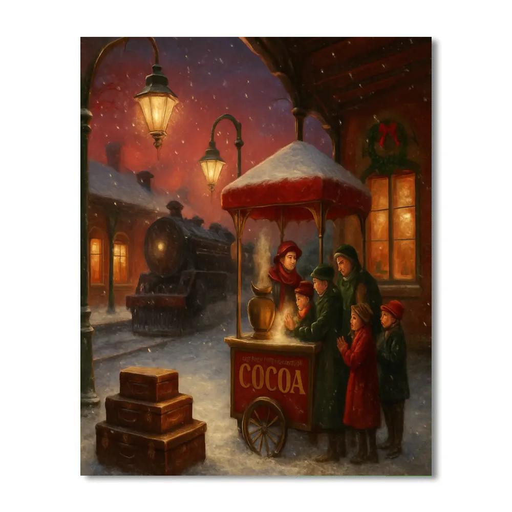 Cocoa Train Station Evening paint by number