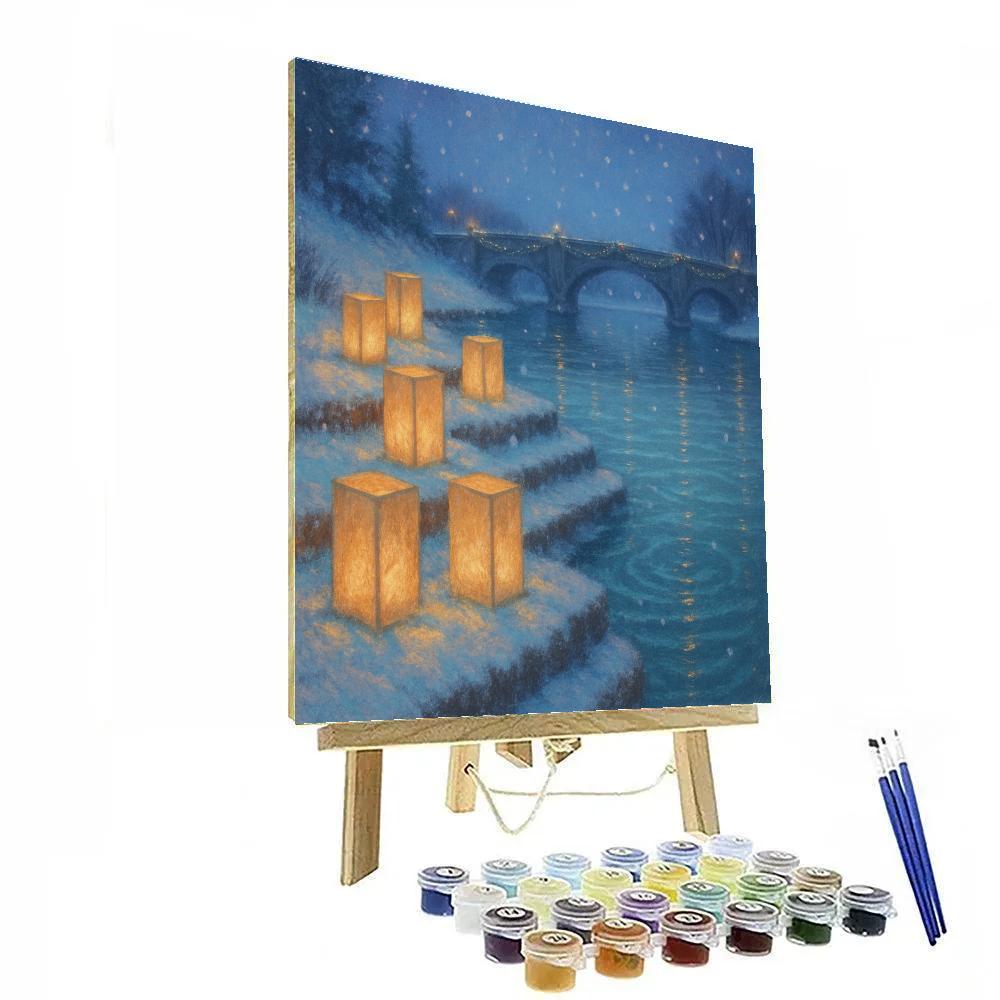 Snow Lanterns On The River Steps painting number kit