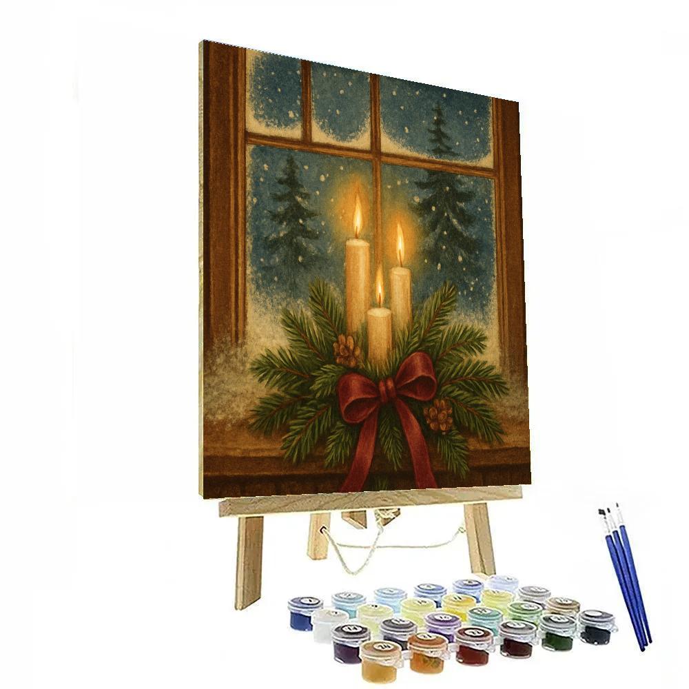 Cottage Window Advent Night Paint by numbers kits