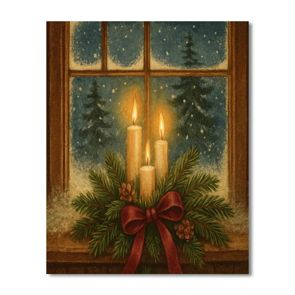 Cottage Window Advent Night Paint by numbers kits