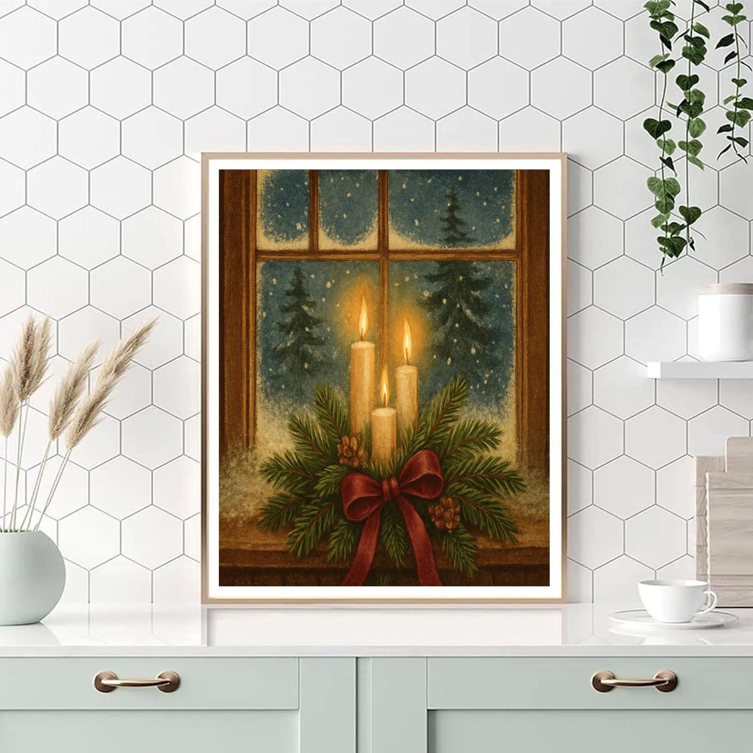 Cottage Window Advent Night Paint by numbers kits