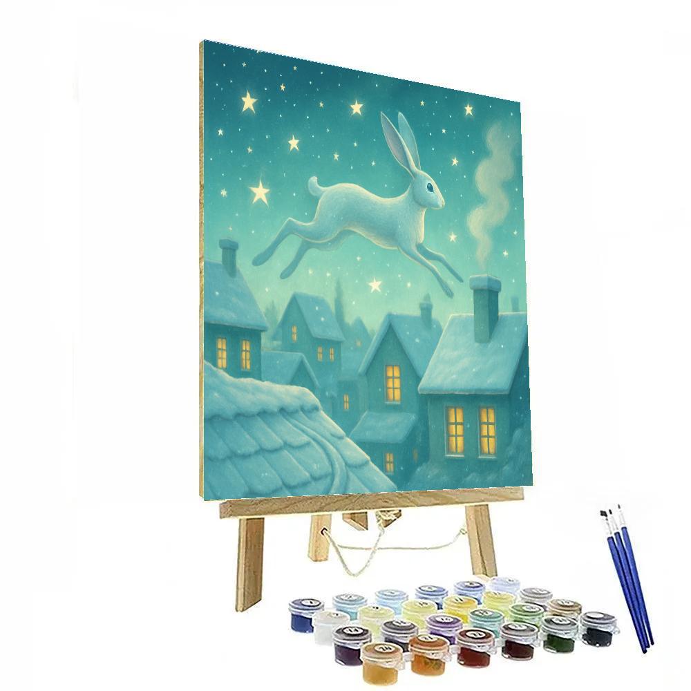 Moon Hare On The Rooftops Paint by numbers art