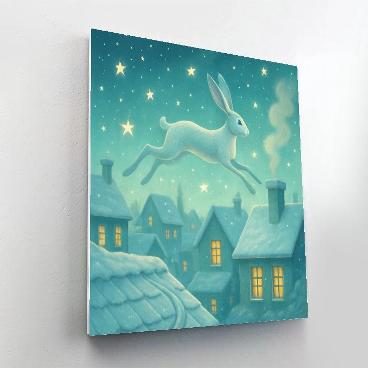 Moon Hare On The Rooftops Paint by numbers art