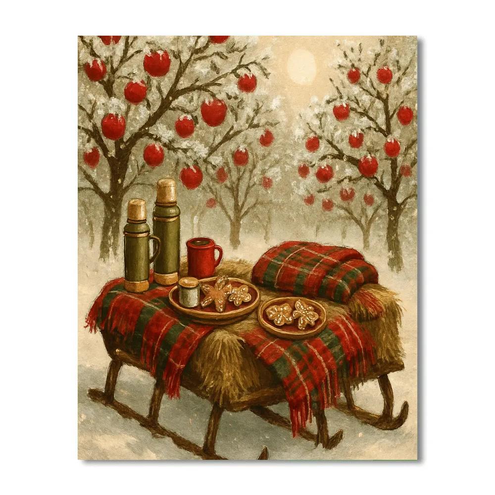 Frosted Orchard Sleigh Picnic DIY paint by numbers