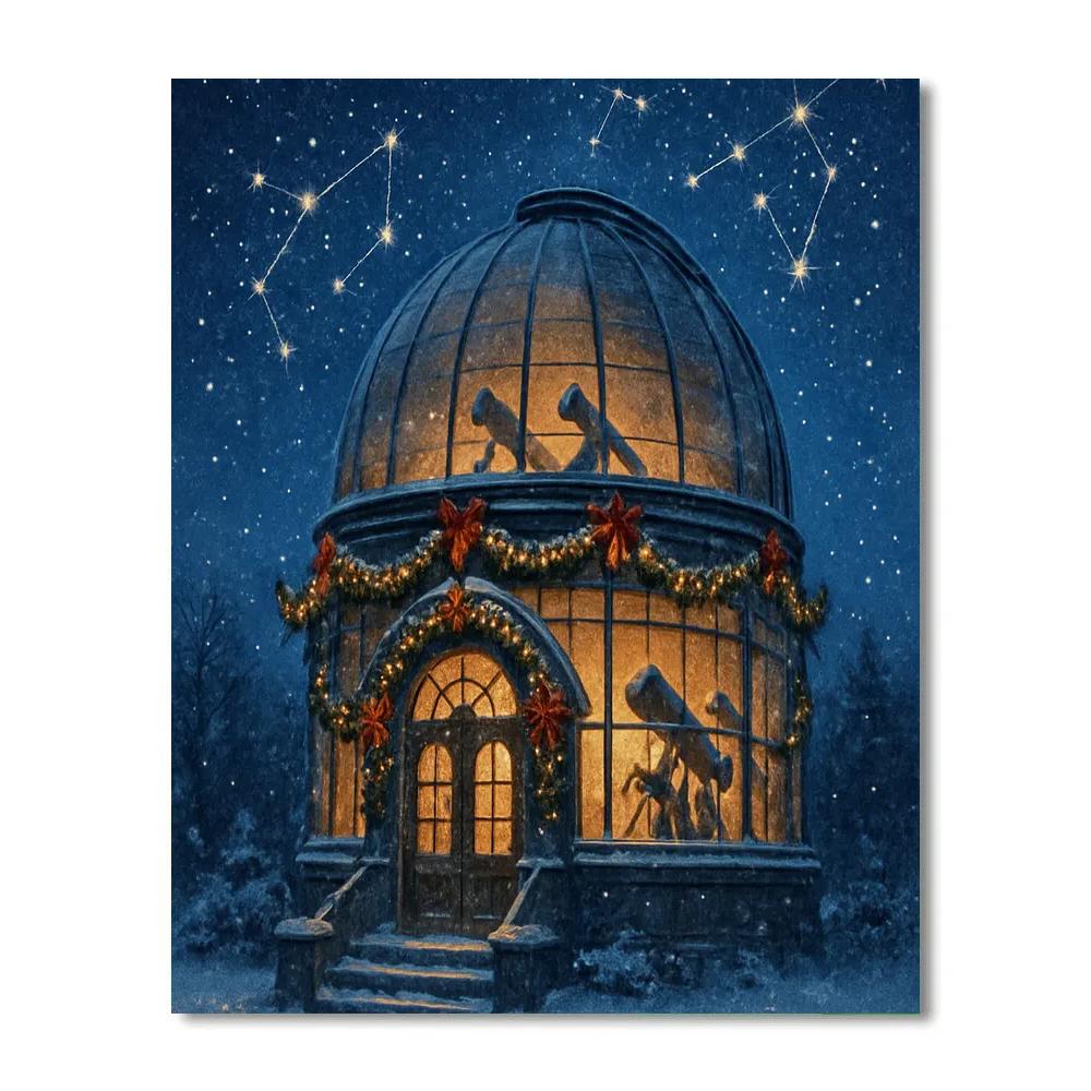 Skylight Observatory Snow Night paint by number