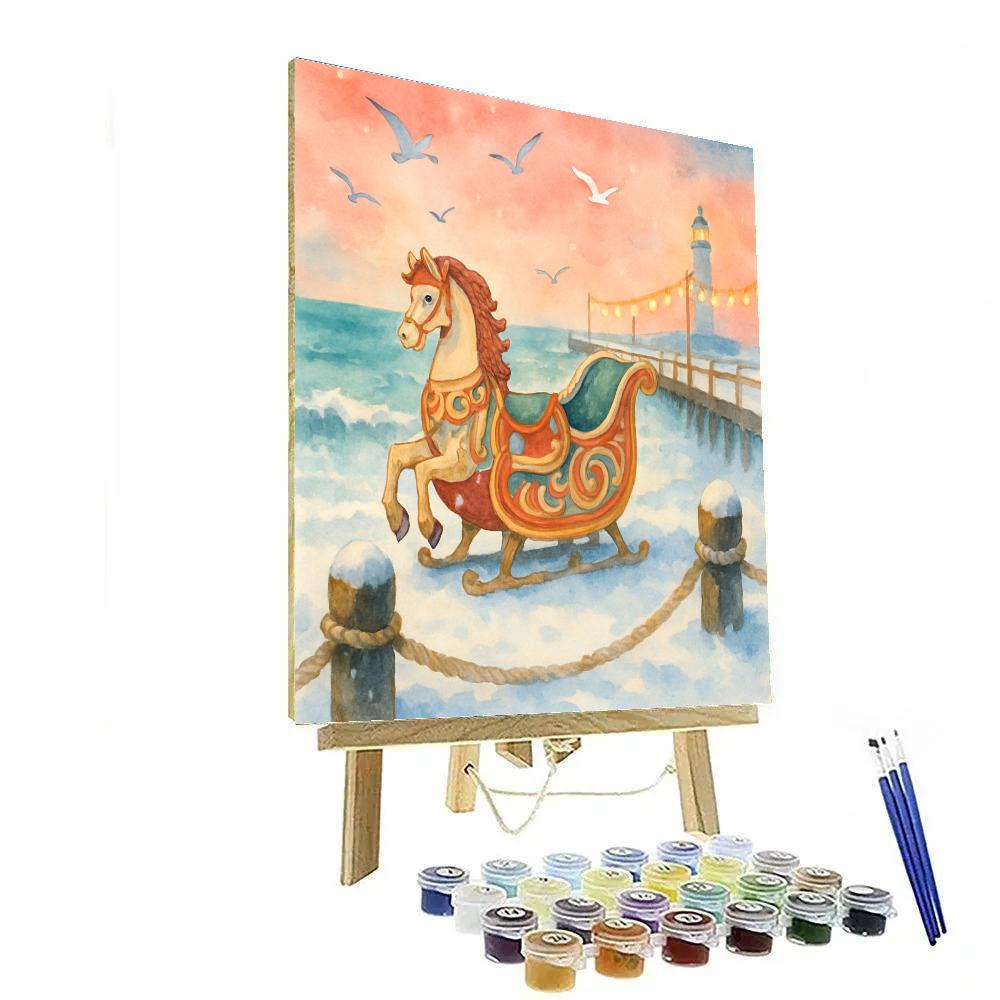 Carousel Sleigh At The Pier paint by color