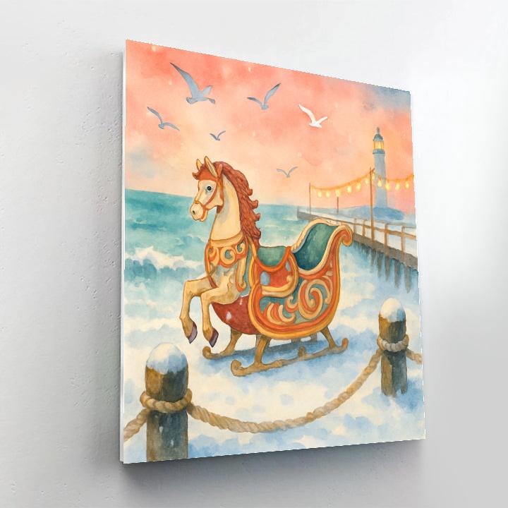 Carousel Sleigh At The Pier paint by color