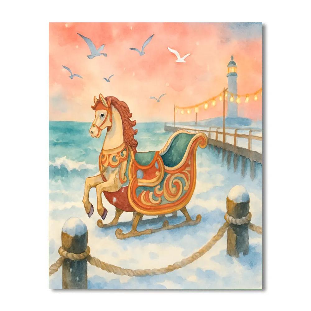 Carousel Sleigh At The Pier paint by color