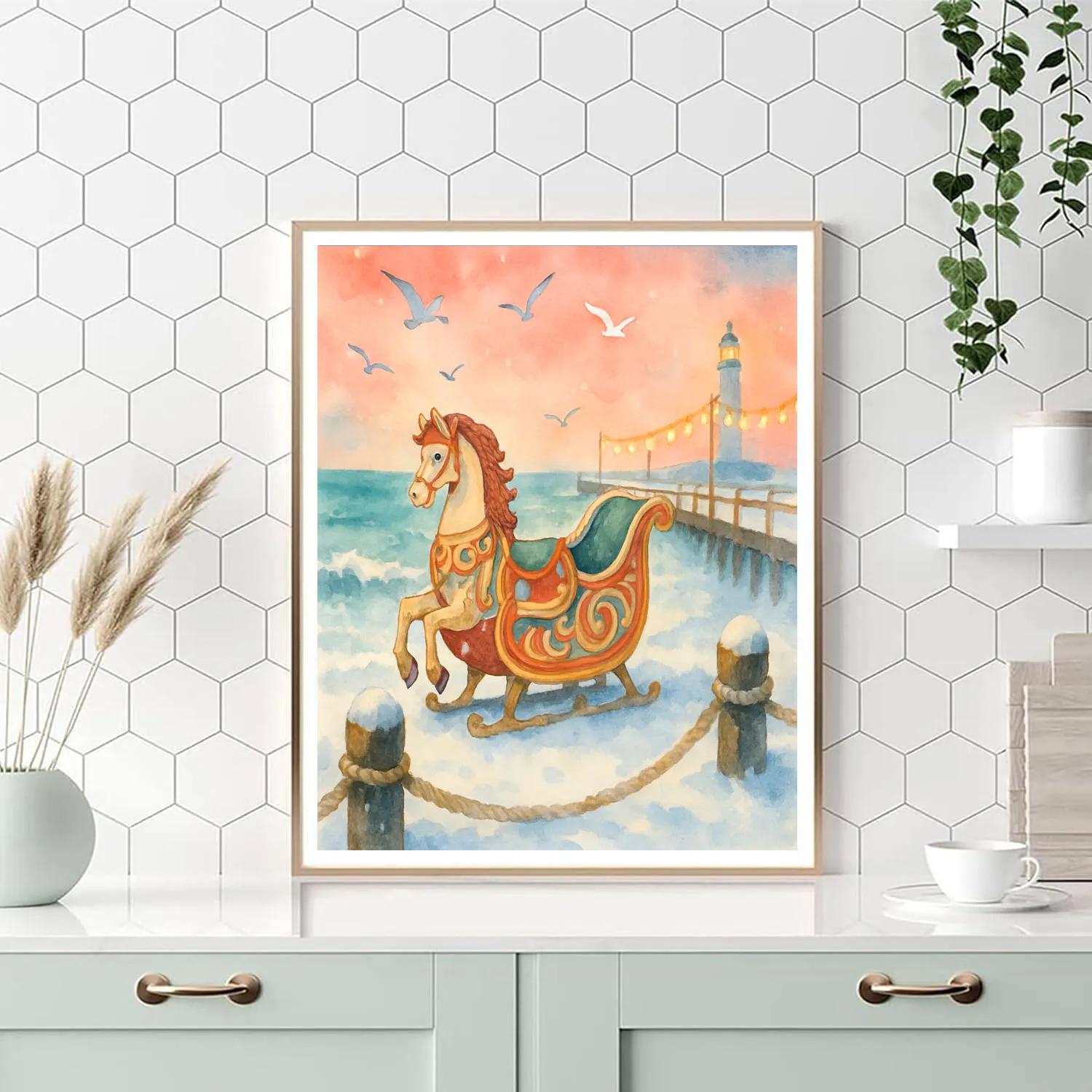 Carousel Sleigh At The Pier paint by color
