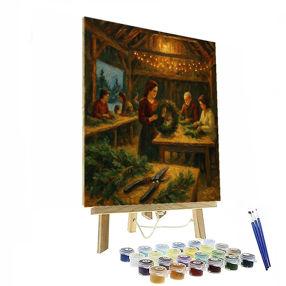 Wreath Makers Barn Evening paint by numbers