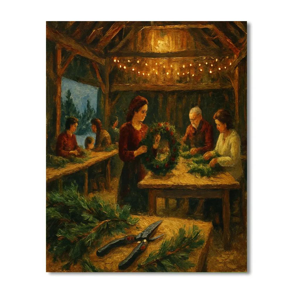 Wreath Makers Barn Evening paint by numbers