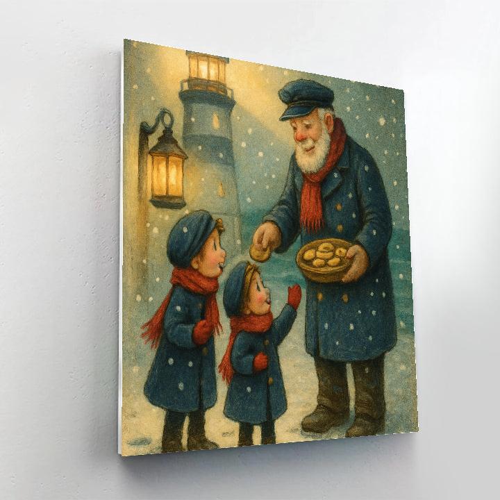 Snowy Lighthouse Cookie Drop painting number kit