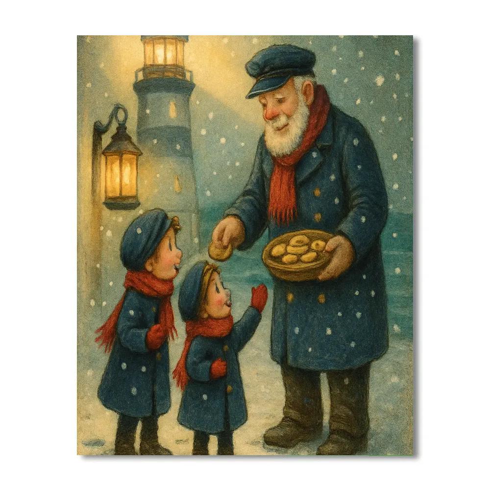 Snowy Lighthouse Cookie Drop painting number kit