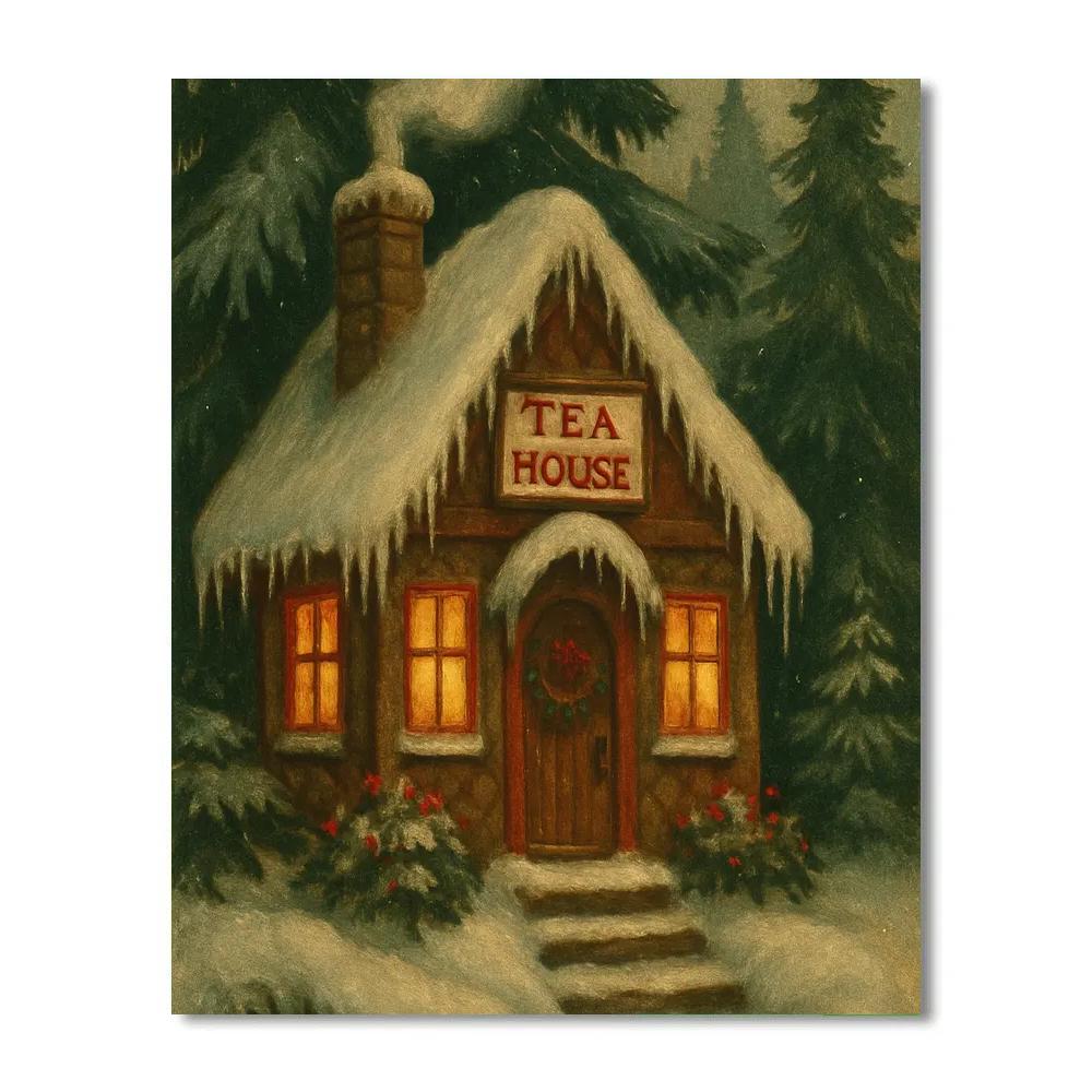 Forest Tea House Under The Boughs Paint by numbers art