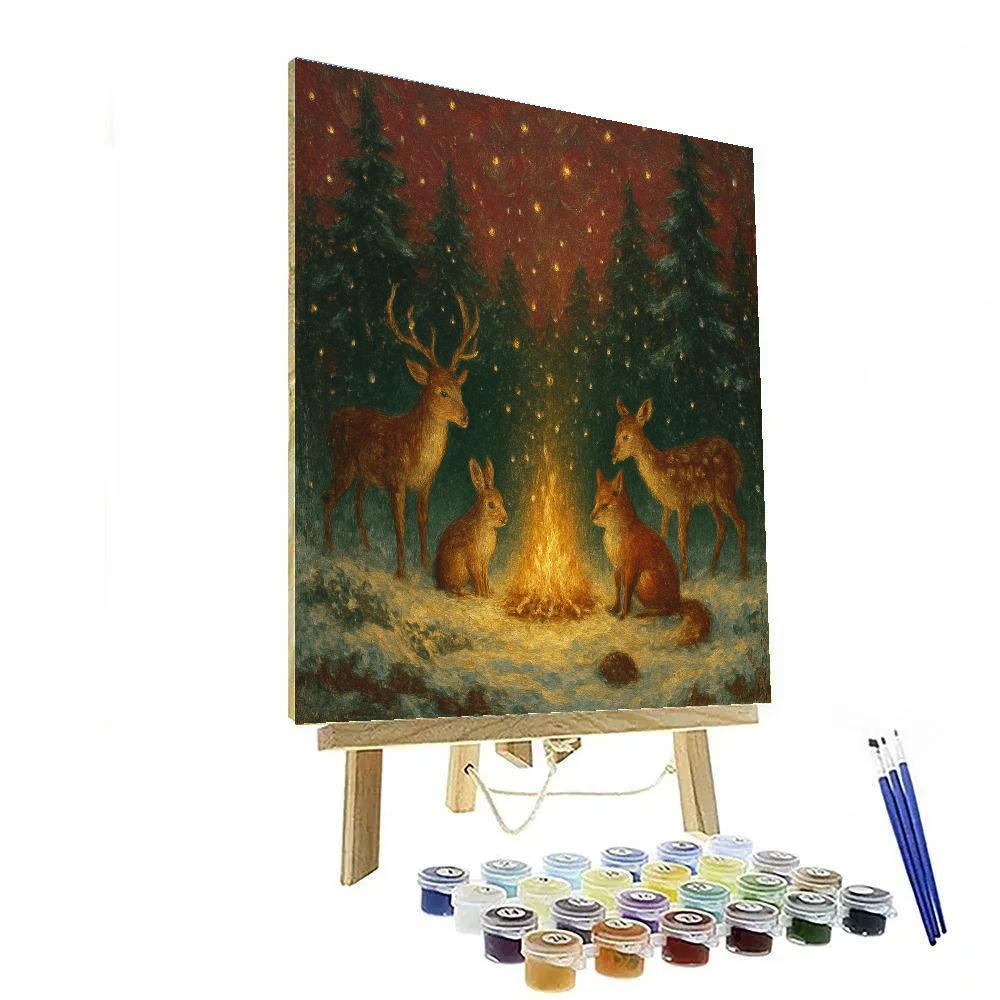 Winter Firefly Nativity Glade painting number kit